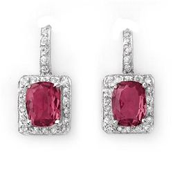 Genuine 3.50ctw Pink Tourmaline & Diamond Earrings Gold