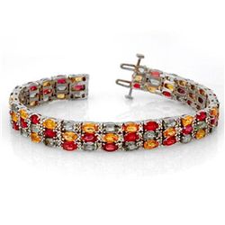 Genuine 32.26 ctw Multi-Sapphire & Diamond Bracelet Gold