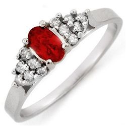 Genuine 0.50 ctw Red Sapphire & Diamond Ring 10K Gold