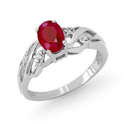 Genuine 1.02 ctw Ruby & Diamond Ring 10K White Gold
