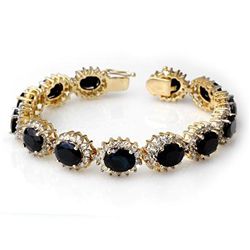 Genuine 35.69 ctw Sapphire & Diamond Bracelet 14K Gold