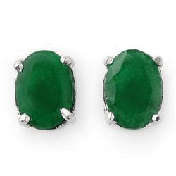 Genuine 2.0 ctw Emerald Stud Earrings 14K White Gold