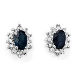 Genuine 0.86 ctw Sapphire & Diamond Earrings 10K Gold