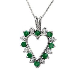 Genuine 0.80 ctw Emerald & Diamond Pendant White Gold