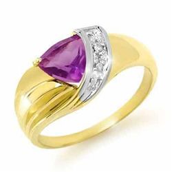 Genuine 1.02ctw Amethyst & Diamond Ring Yellow Gold