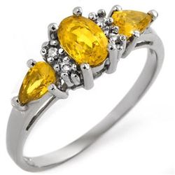 Genuine 1.33 ctw Yellow Sapphire & Diamond Ring Gold