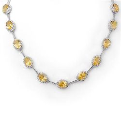 Genuine 37.0 ctw Citrine & Diamond Necklace White Gold