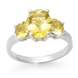 Genuine 2.55 ctw Citrine Ring 10K White Gold