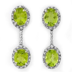 Genuine 8.10 ctw Peridot & Diamond Earrings White Gold
