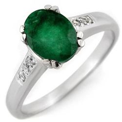 Genuine 1.10 ctw Emerald & Diamond Ring 10K White Gold
