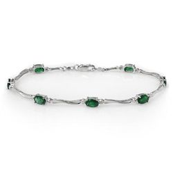 Genuine 3.52 ctw Emerald & Diamond Bracelet White Gold