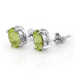 Genuine 2.0 ctw Peridot Stud Earrings 14K White Gold