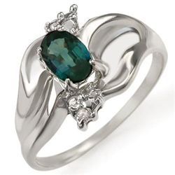 Genuine 0.79ctw Blue Sapphire & Diamond Ring White Gold