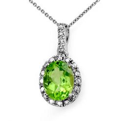 Genuine 2.05 ctw Peridot & Diamond Pendant White Gold