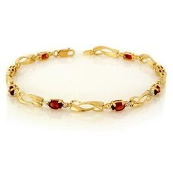 Genuine 2.02 ctw Garnet & Diamond Bracelet Yellow Gold