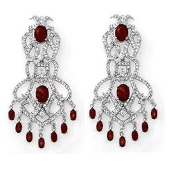 Genuine 17.5 ctw Ruby & Diamond Earrings White Gold