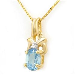 Genuine 0.91 ctw Blue Topaz & Diamond Pendant 10K Gold