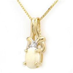 Genuine 0.50ctw Opal & Diamond Pendant 10K Yellow Gold