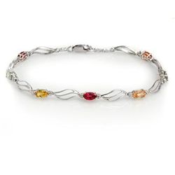 Genuine 3.02 ctw Multi-Sapphire & Diamond Bracelet Gold