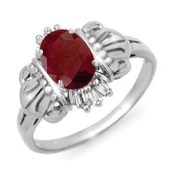 Genuine 1.06 ctw Ruby & Diamond Ring 10K White Gold