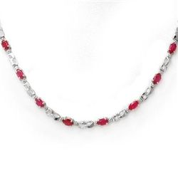 Genuine 9.02 ctw Ruby & Diamond Necklace White Gold