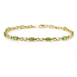 Genuine 2.26 ctw Peridot & Diamond Bracelet Yellow Gold