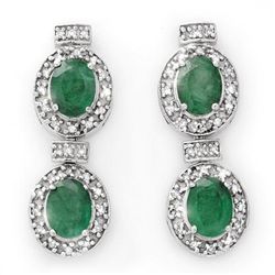 Genuine 5.75 ctw Emerald & Diamond Earrings 14K Gold