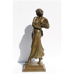 Mario Joseph Korbel, Woman carrying grapes, Bronze Sculpture