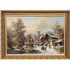 Image 1 : Janez Kenzer, Wintry Village Landscape, Oil Painting