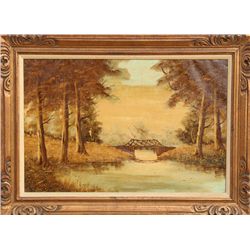 Freund, Stream Bridge, Oil Painting