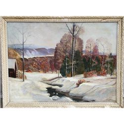 P. Pablo, Snowy Landscape, Oil Painting