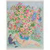 Image 1 : Ira Moskowitz, Floral Scene with Artist and Nude, Lithograph