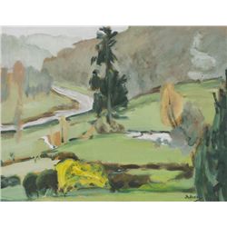 Grace Henry-VIEW FROM GLEN OF THE DOWNS HOTEL, WICKLOW, 1940