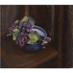 Grace Henry-STILL LIFE WITH LILAC IN A BLUE BOWL