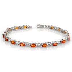 Genuine 6.02ctw Orange Sapphire & Diamond Bracelet Gold