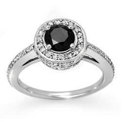 Natural 1.75 ctw Black Diamond Ring 14K White Gold