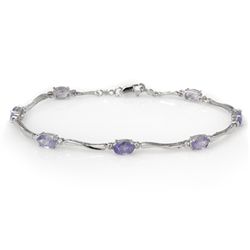 Genuine 4.02 ctw Tanzanite & Diamond Bracelet 10K Gold