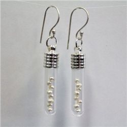 Tube Glass Earrings with Natural Pearls from South China Sea - 101PRLE