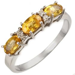 Genuine 1.33 ctw Yellow Sapphire & Diamond Ring Gold