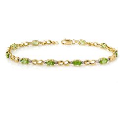 Genuine 2.26 ctw Peridot & Diamond Bracelet Yellow Gold