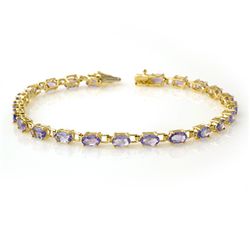 Genuine 5.0 ctw Tanzanite Bracelet 10K Yellow Gold