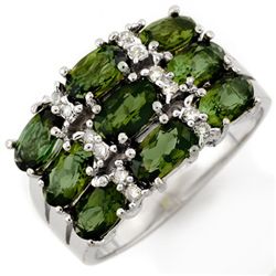 Genuine 3.15ct Green Tourmaline & Diamond Ring 10K Gold