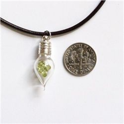 Teardrop Glass Necklace with 1ct Natural Peridot from USA - 103PERN