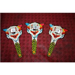 3 COLORFUL CLOWN NOISE MAKERS