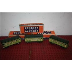 3 LIONEL PASSANGER CARS IN ORIG. BOXES