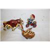 3 TIN TOYS - DUCK FRICTION WORKS - BULL WIND UP WORKS - BICYCLE BOY NO WORK
