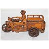 Image 1 : CAST IRON CYCLE W/ CRASH CAR - ORIG PAINT - ALL GOOD 4.5"