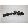 Image 1 : 2 CAST IRON TRAIN ENGINES - BLACK 6.5" - GREEN 5.5"
