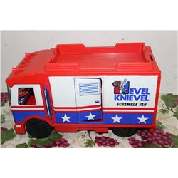 EVEL KNIEVEL - 2 PIECES 1 MONEY - STUNT VAN IN ORIG BOX W/ STUNT CYCLE - SOME DAMAGE