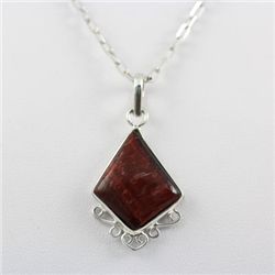 15.5ctw Red Tiger Eye Gemstone Silver Pendant